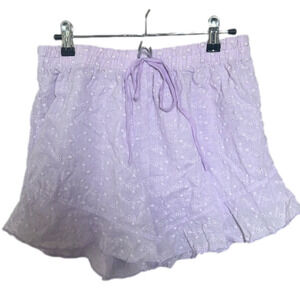 New!! HYFVE Lavendar Eyelet Ruffle Hem‎ Woven Elastic Waist Shorts Size Medium
